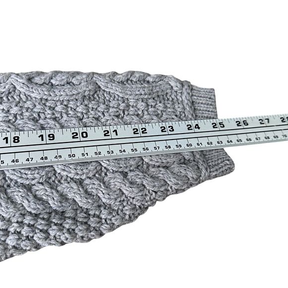Aran Crafts Fisherman Sweater Women XL Gray Wool Button Crossover Collar New - Picture 8 of 9